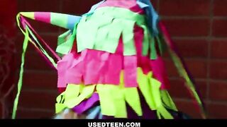 UsedTeen - Hawt Freeuse Small Blond Teen Used By 2 Boyz With Large Dongs To Come into Sorority Abode