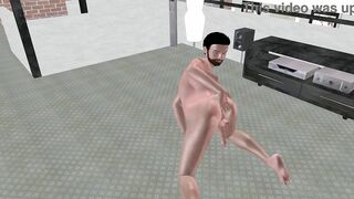 CG Homosexual Porn: Solo Muscle Man Fingers Taut Booty, Shakes Pulsating Dick & Eats Sexy Cum