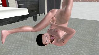 CG Homosexual Porn: Solo Muscle Man Fingers Taut Booty, Shakes Pulsating Dick & Eats Sexy Cum