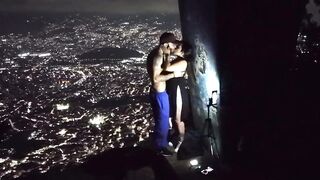NEARLY CAUGHT! - Greatly risky public action at the edge of the mountain with my neighbour