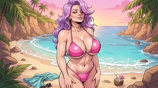 Hawt Large Boob MILFs at Beach