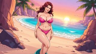 Hawt Large Boob MILFs at Beach