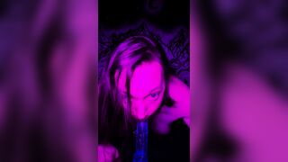 Wyrd Kaleigh sucks on her fresh toy