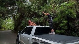 BTS - Sara Golden-haired having sex outdoors in her large, luxurious SUV with a stranger