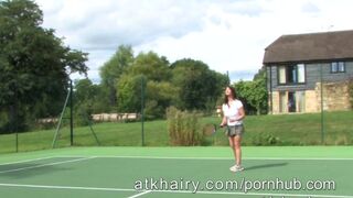 Breasty shaggy Vanessa gets bare at the pool