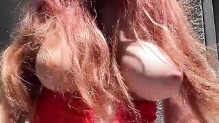 European Stepmom Artemisia Love making her titties bounce lengthy hair fetish outside