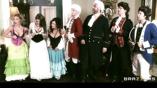 Four Victorian age call angels entice their king into a HAWT fuckfest