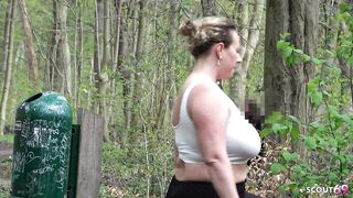 Male Entice German Curvy big beautiful woman Aged Kathy Unfathomable to Suck His Rod at Public Place