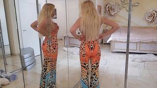 Kate Monroe tries on hot dresses