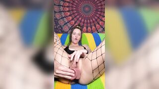 Chery Trees Fingering and Banging Soaked Twat in Fishnets