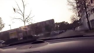 Eager Exhibitionist Drives Undressed At Day Time and Bangs Chap