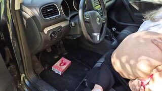Public Drive Thru With Remote Controlled Dildo Makes Angel Cumming Hard Whilst Driving Then Banged In The Car