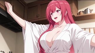 Stepson Came Home Early and Caught Stepdad's Wife Cooking in a Small Robe. Kureha Enomoto Anime Cosplay