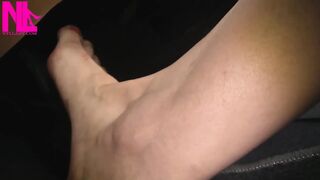 Nyllady with Her Naked Foot on Gas Pedal Driving