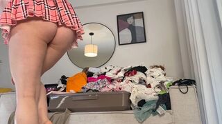 Amazingly Marvelous Large Butt Large Breasts All Natural Girl Cute Real Nurse Flashes Her Twat and Booty in Stripped Try on Haul
