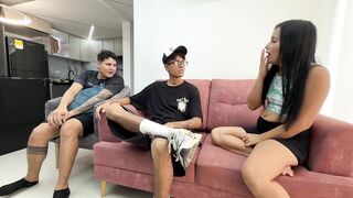 Wager between most good allies results in the superlatively good sex of my life and cum on my rich melons.