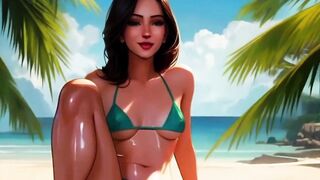 Biggest Tittied MILFs Breastfeed Lesbian babes on the Beach