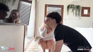 Golden-haired Horny Wife Seduces Shy Antenna Stud and Gets Drilled Hard