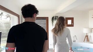 Golden-haired Horny Wife Seduces Shy Antenna Stud and Gets Drilled Hard
