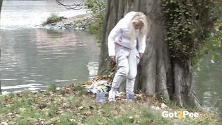 Teen pissing compilation as beauties pee outside