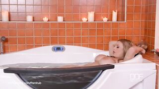 Soapy French Blond Anastasia Ravishing in Large Melons Bubble Washroom