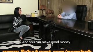 FakeAgent Aged brunette hair takes anal in casting