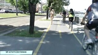 Enchanting golden-haired teen Karol stripped in public
