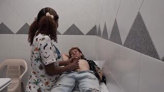 Brunette hair nurse gets turned on by her patient's large wang and ends up swallowing it all - Bucarasex