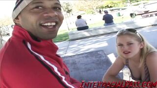 Golden-haired tourist gets drilled by a huge ebony schlong!