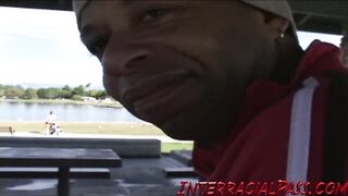 Golden-haired tourist gets drilled by a huge ebony schlong!