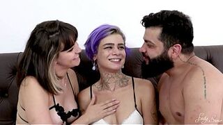 Screwing my wife's little booty and the purple-haired babe's cunt was a sensational screw.