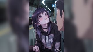 Cute comics gal masturbates and gets drilled in the subway station