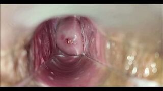 Palpitating climax inside twat