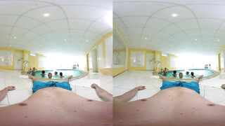 VR BANGERS-Five Insane Sexy Cuties Bang And Suck In The Sauna