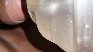 Masturbating my large schlong with a toy and cumming twice