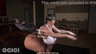 A mother I'd like to fuck with a toned body and a great ass works out in the living room during the time that her stepson sees - CG Comics - OCICI