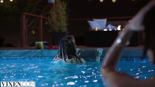 VIXEN - Janice Griffith and ivy wolfe sneak into backyard for nighttime pool joy