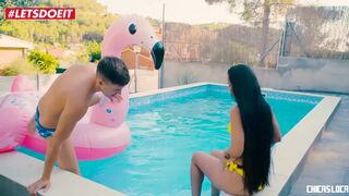 LETSDOEIT - Small Latin chick Widens Her Legs For Outdoor Screwing