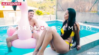 LETSDOEIT - Small Latin chick Widens Her Legs For Outdoor Screwing