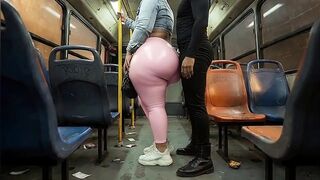 "Balaclava big beautiful woman Gets Butt in Constricted Shiny Pink Panties - Public Bus"