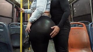 "Masked Stud Grabs big beautiful woman's Massive Butt in Public Bus - Risky Tease"
