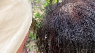 French milg gives outdoor oral with cum in throat