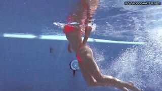 Renowned Mary Kalisy is posing swimming in nature's garb for XXXWATER