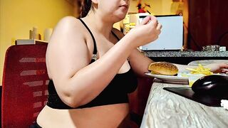 Nicole's Burger Stomach Stuffing Session