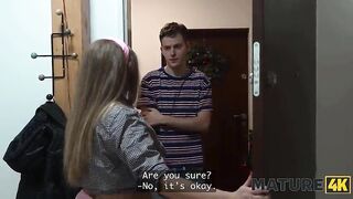 MATURE4K. Aged woman Turns Her Neighbour Into a Dude