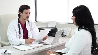 An aspiring nurse presents her resume to Dr. JOE