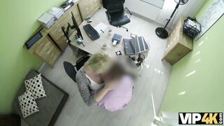 VIP4K. Magnificent lass swallows dick and gets screwed in office