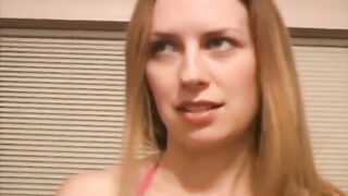 Naturally breasty amateur golden-haired takes a large weenie in her bang gap