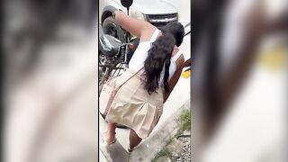 Hawt Latin babe gets screwed in public by her lover