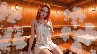 Atom Eve Gets Drilled & Facialized in Sauna - AI-generated
